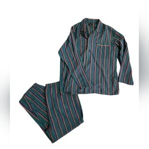 Vintage Legacy Stripped Size L Cotton Polyester 2 Piece Pajamas 90s Lightweight